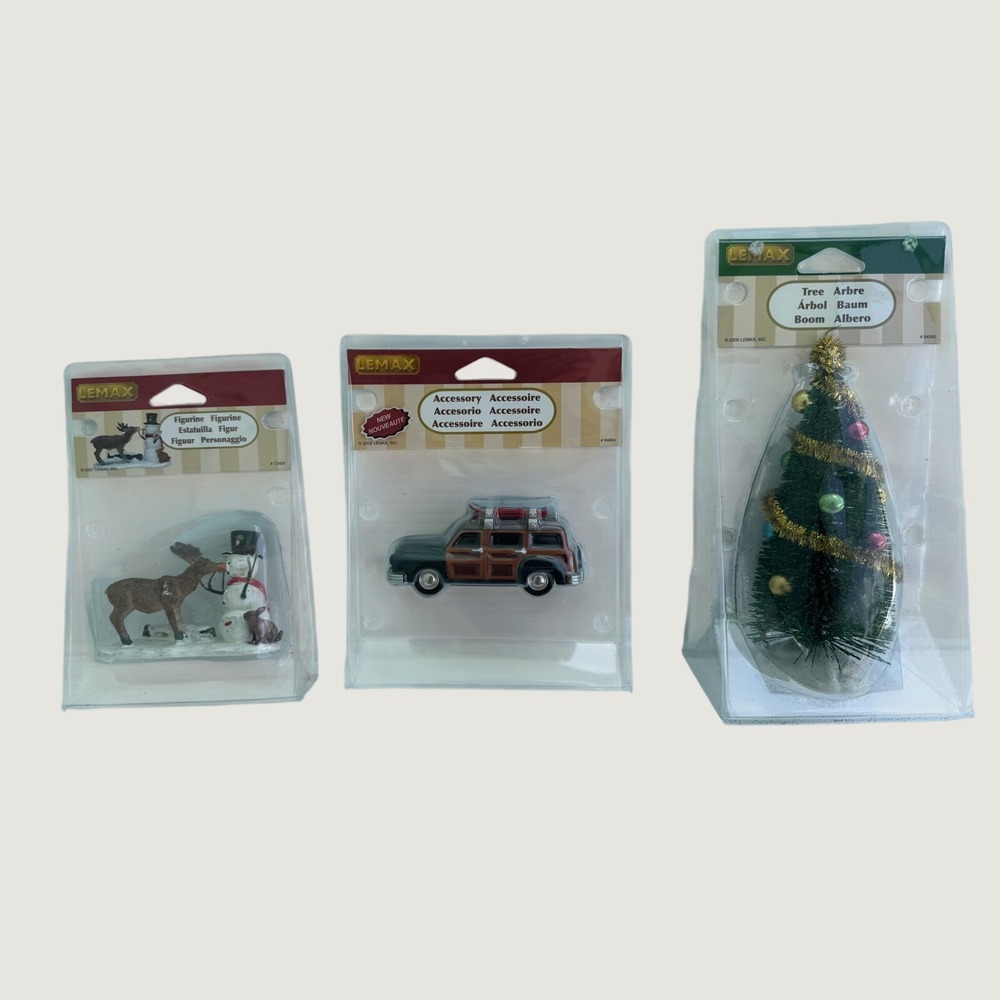 Lemax‎ Village Christmas Accessory Lot Tree Woody Wagon Snowman Reindeer New